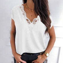 Load image into Gallery viewer, 2020 Summer V-neck Lace Chiffon Blouse Shirt Spring Sleeveless Embroidery Patchwork Tank Tops Women Backless Sexy Vest Feminina