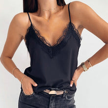 Load image into Gallery viewer, 2020 Summer V-neck Lace Chiffon Blouse Shirt Spring Sleeveless Embroidery Patchwork Tank Tops Women Backless Sexy Vest Feminina