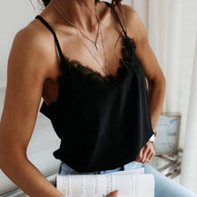 Load image into Gallery viewer, 2020 Summer V-neck Lace Chiffon Blouse Shirt Spring Sleeveless Embroidery Patchwork Tank Tops Women Backless Sexy Vest Feminina