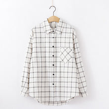 Load image into Gallery viewer, Fashion Women Plaid Shirt Chic Checked Blouse Long Sleeve Female Casual Print Shirts Loose Cotton Tops Blusas