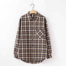 Load image into Gallery viewer, Fashion Women Plaid Shirt Chic Checked Blouse Long Sleeve Female Casual Print Shirts Loose Cotton Tops Blusas