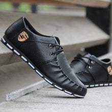 Load image into Gallery viewer, Men's leather casual shoes 2020 men's fashion flat bottom breathable non-slip sports driving shoes