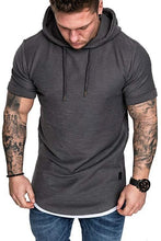 Load image into Gallery viewer, New Plain Fitness hooded t shirt men streetwear Solid bodybuilding Short sleeve t shirt Slim fit tshirt gyms tee shirt homme