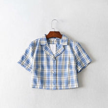 Load image into Gallery viewer, Summer blouse women vintage crop shirt streetwear plaid ladies tops elegant button up shirt korean crop top red 2020