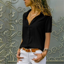 Load image into Gallery viewer, Women White Blouses Basic Selling Button Solid 2020 summer Long Sleeve Shirt Female Chiffon Women's Slim Clothing Plus Size Tops