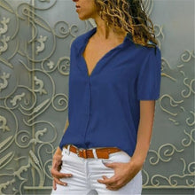 Load image into Gallery viewer, Women White Blouses Basic Selling Button Solid 2020 summer Long Sleeve Shirt Female Chiffon Women's Slim Clothing Plus Size Tops