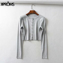Load image into Gallery viewer, Aproms Candy Color Ribbed Knitted Cardigan Women Autumn Winter Long Sleeve Basic Cropped Sweaters Female Casual Short Jumper Top NDP