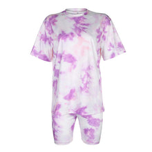 Load image into Gallery viewer, IAMHOTTY Tie Dye Print Basic Tshirt Shorts Two Piece Set Women Casual Outfits lounge Wear Jogging Femme Biker Shorts Tees Summ