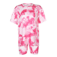 Load image into Gallery viewer, IAMHOTTY Tie Dye Print Basic Tshirt Shorts Two Piece Set Women Casual Outfits lounge Wear Jogging Femme Biker Shorts Tees Summ