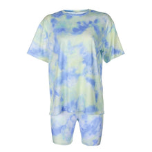 Load image into Gallery viewer, IAMHOTTY Tie Dye Print Basic Tshirt Shorts Two Piece Set Women Casual Outfits lounge Wear Jogging Femme Biker Shorts Tees Summ