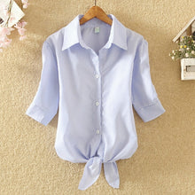 Load image into Gallery viewer, 100% Cotton Womens Blouse Shirt White Summer Blouses Shirts Holiday Loose Short Sleeve Casual Tops And Blouses Women Blusas New
