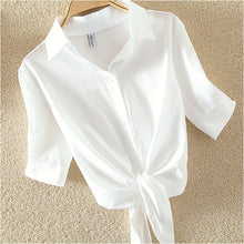 Load image into Gallery viewer, 100% Cotton Womens Blouse Shirt White Summer Blouses Shirts Holiday Loose Short Sleeve Casual Tops And Blouses Women Blusas New
