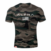 Load image into Gallery viewer, 2019 New Brand Clothing Gyms Tight Cotton T-shirt Mens alpha Fitness T-shirt Homme Gyms T Shirt Men Fitness Summer Tees Tops
