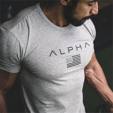 Load image into Gallery viewer, 2019 New Brand Clothing Gyms Tight Cotton T-shirt Mens alpha Fitness T-shirt Homme Gyms T Shirt Men Fitness Summer Tees Tops

