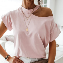 Load image into Gallery viewer, 2XL Women Shirts Blouses 2020 Summer Halter Short Sleeve Tops Sexy Backless Hollow Out Ladies Shirt Print Loose Streetwear Blusa
