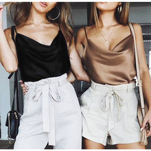 Load image into Gallery viewer, Blouse Women Tops Solid Satin Backless Sexy Camis Shirts Feminino Casual

