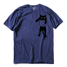 Load image into Gallery viewer, COOLMIND QI0232A 100% cotton loose style cat printed men t shirt casual short sleeve o-neck funny mens tshirt tops tees
