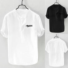 Load image into Gallery viewer, Feitong Special For You Shirt Summer Men's Collar Solid Color Cotton Linen Shirt Short Sleeve
