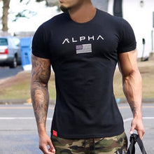 Load image into Gallery viewer, Men Short sleeve Cotton T-shirt Casual Black Print t shirt Gym Fitness Bodybuilding Workout Tees Tops Male Summer Brand Clothing
