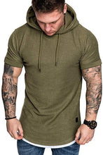 Load image into Gallery viewer, New Plain Fitness hooded t shirt men streetwear Solid bodybuilding Short sleeve t shirt Slim fit tshirt gyms tee shirt homme
