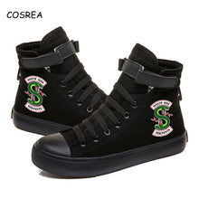 Load image into Gallery viewer, South Side Serpents Riverdale Southside Printed High Canvas Velcro Shoes Vulcanized Shoes Sneakers Shoes Riverdale Serpents
