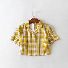 Load image into Gallery viewer, Summer blouse women vintage crop shirt streetwear plaid ladies tops elegant button up shirt korean crop top red 2020

