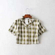 Load image into Gallery viewer, Summer blouse women vintage crop shirt streetwear plaid ladies tops elegant button up shirt korean crop top red 2020
