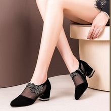 Load image into Gallery viewer, Women Crystal Mesh Zip Lace Sandals Woman High Heels SpringFemale Shoes Classics Solid Platform Sandals Ladies Party Shoes  553

