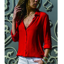 Load image into Gallery viewer, Women White Blouses Basic Selling Button Solid 2020 summer Long Sleeve Shirt Female Chiffon Women's Slim Clothing Plus Size Tops
