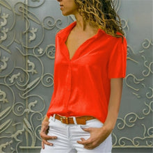Load image into Gallery viewer, Women White Blouses Basic Selling Button Solid 2020 summer Long Sleeve Shirt Female Chiffon Women's Slim Clothing Plus Size Tops
