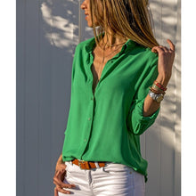 Load image into Gallery viewer, Women White Blouses Basic Selling Button Solid 2020 summer Long Sleeve Shirt Female Chiffon Women's Slim Clothing Plus Size Tops
