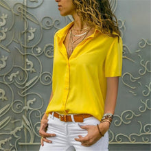 Load image into Gallery viewer, Women White Blouses Basic Selling Button Solid 2020 summer Long Sleeve Shirt Female Chiffon Women's Slim Clothing Plus Size Tops

