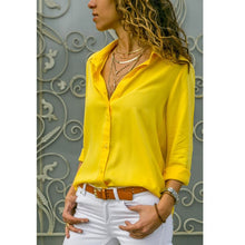 Load image into Gallery viewer, Women White Blouses Basic Selling Button Solid 2020 summer Long Sleeve Shirt Female Chiffon Women's Slim Clothing Plus Size Tops
