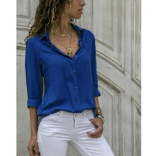Load image into Gallery viewer, Women White Blouses Basic Selling Button Solid 2020 summer Long Sleeve Shirt Female Chiffon Women's Slim Clothing Plus Size Tops
